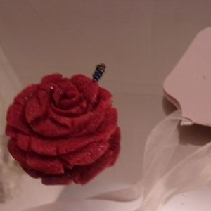 Hand Carved Cinnabar & silk choker. L44-2